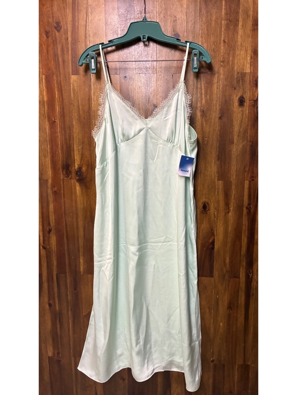 NWT Abound Mint Green Satin Lace Slip Dress XL Y2K Fairycore Romantic Maxi